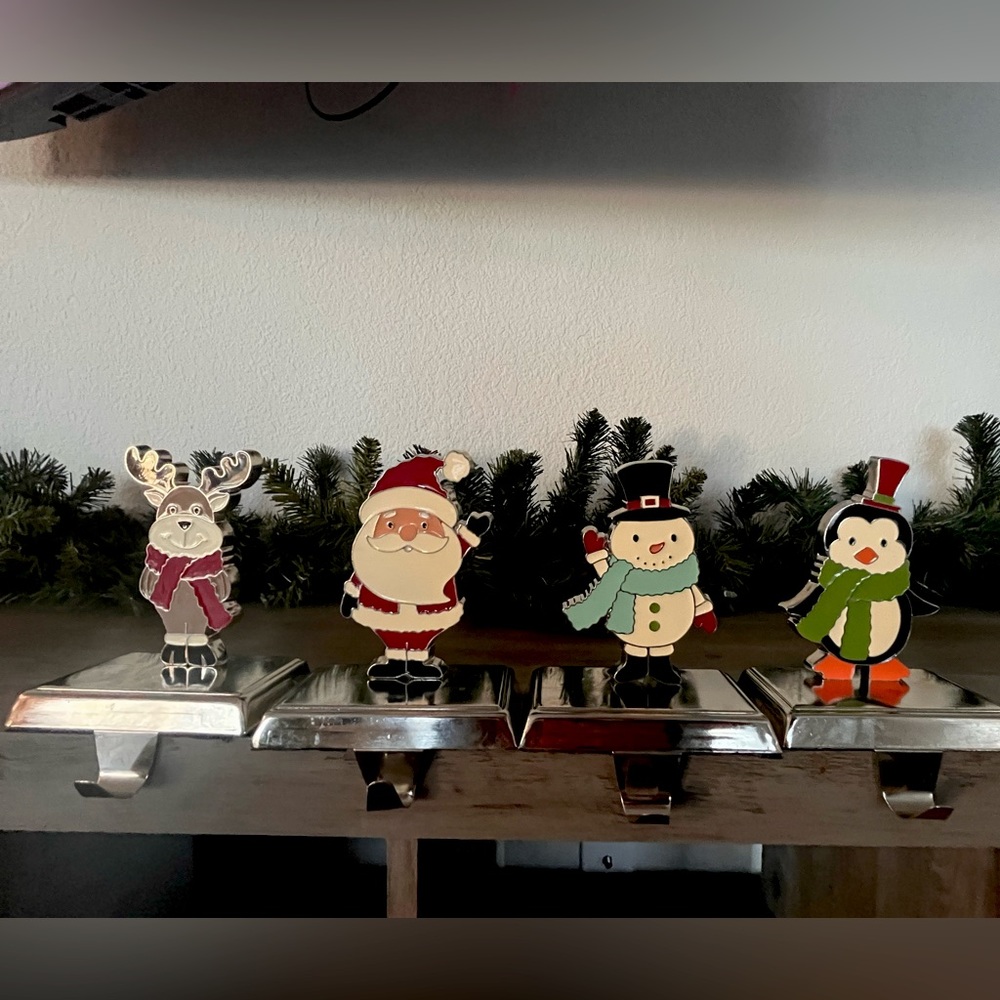 Heavyweight Christmas Stocking Holder set. Reindeer, Santa, Snowman Penguin.
